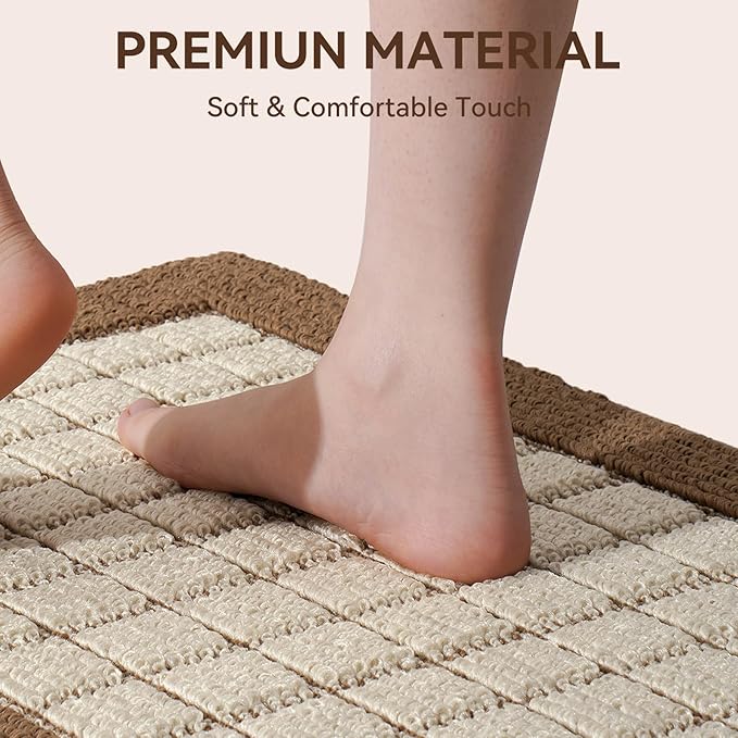 Kitchen Mats for Floor 17"x30", Non-Slip Washable Kitchen Rugs, Absorbent and Stain Resistant Kitchen Rug, Durable Comfortable Rugs for Kitchen, Hallway, Laundry & Sink, Brown