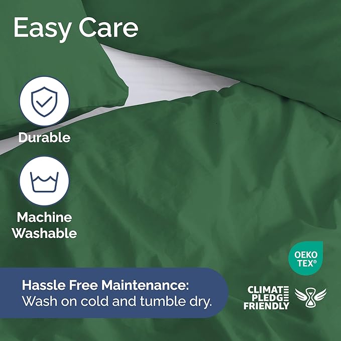 Duvet Cover Queen Size Set - Extra Soft Queen Size Duvet Cover 90 x 90 with 2 Pillow Shams - Hotel Luxury Easy Care & Fade Free w/Zipper Closures & Ties - Comfy Breathable Bedding Set (Emerald Green)