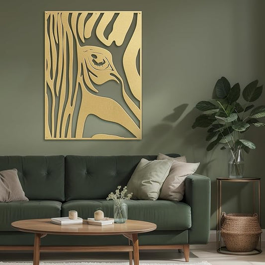 SIGNLEADER Metal Wall Art Decor Zebra with Tears in Eyes Minimalist Modern Abstract Wall Sculpture Hangings Home Decoration for Living Room, Bedroom, Bathroom, Kitchen, Outdoor - 18" Gold