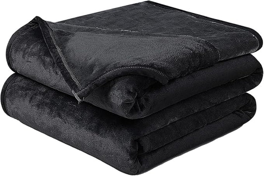 Soft Blanket King Size Warm Fuzzy Microplush Lightweight Thermal Fleece Blankets for Couch Bed Sofa,90x108 Inches,Black