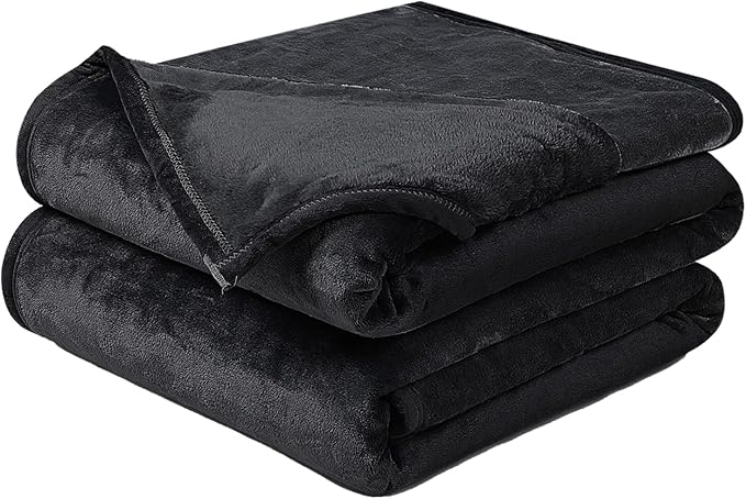 Soft Blanket Twin Size Warm Fuzzy Microplush Lightweight Thermal Fleece Blankets for Couch Bed Sofa,66x90 Inches,Black