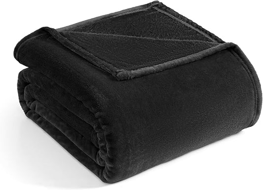 Casa Platino Fleece Blanket King Size – 300 GSM Black Fleece Throw for Bed or Couch – Soft Cozy Warm Holiday Winter Blanket for Bed, Fuzzy Plush Elegant Gifts for Men & Women - 108x90 Inch