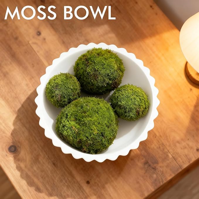 11-Inch White Concrete Decorative Fruit Bowl with Wooden Base – Modern Decorative Bowl and Key Bowl for Dining Table, Coffee Table, Kitchen & Home Décor