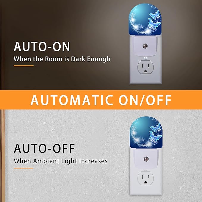 Butterfly Night Light,Night Lights Plug into Wall with Dusk to Dawn Sensor,Lamp for Bedroom Bathroom Hallway Nightlight for Women Girls