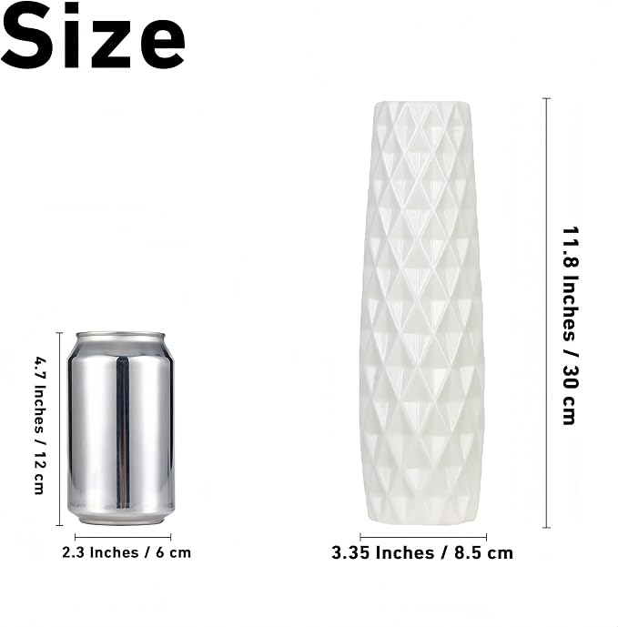 12 Inch White Vase Ceramic Flower Vase, Tall Vases for Pampas Grass, Home Decor, Modern Textured Vases for Living Room Decorations,Table Centerpieces,Shelf,Farmhouse Small Ceramic Vase