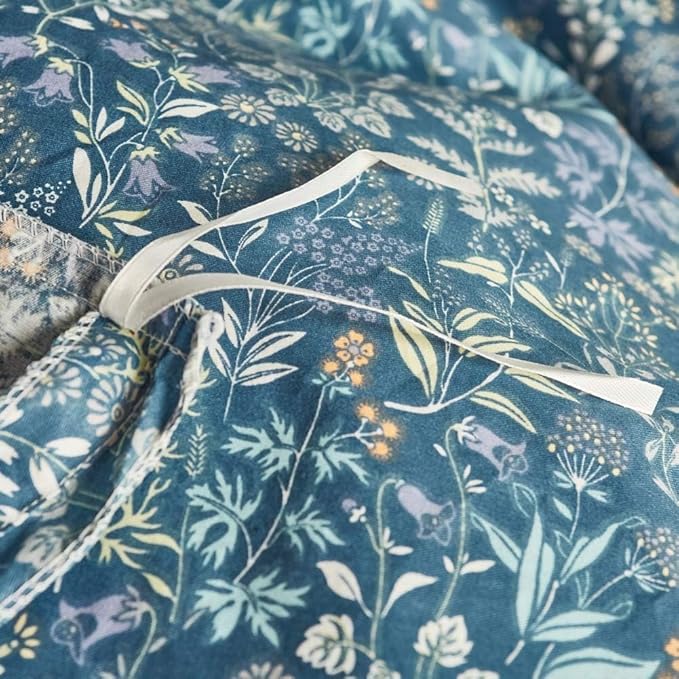 Blue Floral Duvet Cover King Vintage Flower Pattern Duvet Cover 100% Cotton Garden Style Comforter Cover Chic Botanical Floral Bedding Sets for Girls Women 1 Floral King Duvet Cover with 2 Pillowcases