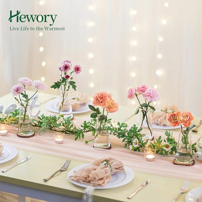 Hewory Glass Bud Vases for Centerpieces: Small Clear Modern Flower Vase Set of 6, Minimalist Cute Mini Decorative Bulk Vases for Wedding Birthday Bridal Shower Party Events Dining Room Table Decor
