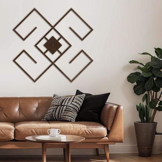 SIGNLEADER Metal Wall Decor Folk Symbol Minimalist Modern Luxury Wall Sculpture Hangings 3D Statue Home Decoration for Living Room, Bedroom, Bathroom, Kitchen, Fireplace, Office - 24" Bronze