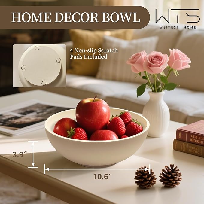 Large Decorative Bowl, Fruit Bowl for Kitchen Counter, Modern Handicraft Resin Pedestal Decorative Bowl for Home Decor, Key Holder for Entry Table, Home Decor Accent