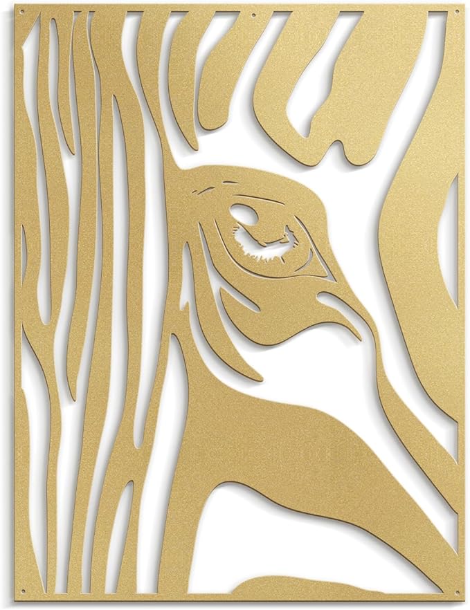 SIGNLEADER Metal Wall Art Decor Zebra with Tears in Eyes Minimalist Modern Abstract Wall Sculpture Hangings Home Decoration for Living Room, Bedroom, Bathroom, Kitchen, Outdoor - 18" Gold