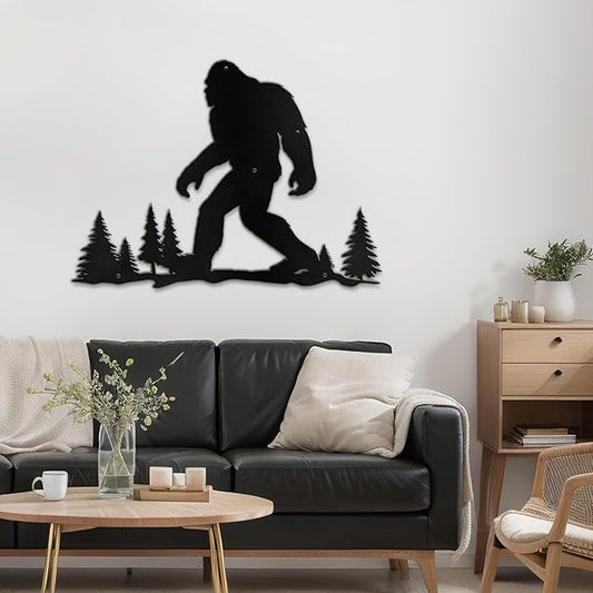 SIGNLEADER Metal Wall Art Decor Orangutan Walking Minimalist Modern Abstract Wall Sculpture Hangings Home Decoration for Living Room, Bedroom, Bathroom, Kitchen, Outdoor - 18" Black