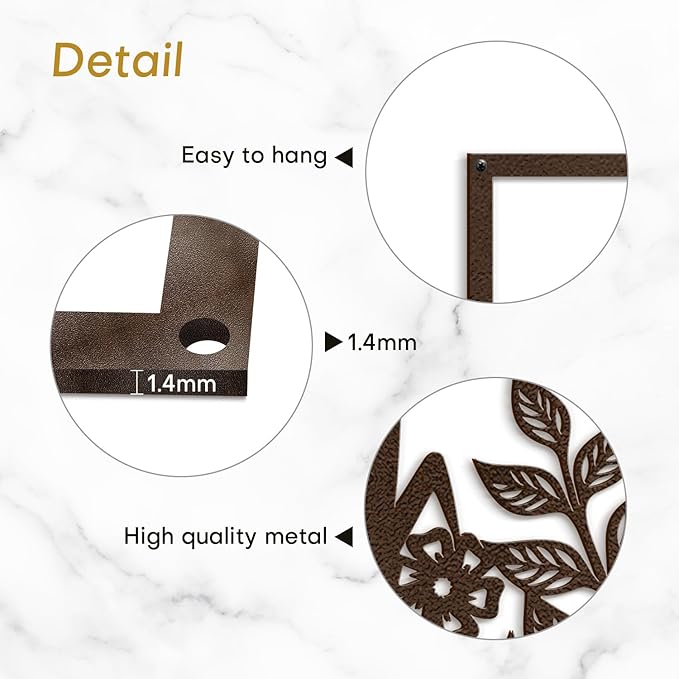 SIGNLEADER Metal Wall Art Decor Botanical Flower Plant Leaves Modern Abstract Wall Sculpture Hangings Home Decoration for Living Room, Bedroom, Bathroom, Kitchen, Outdoor - 18" Bronze