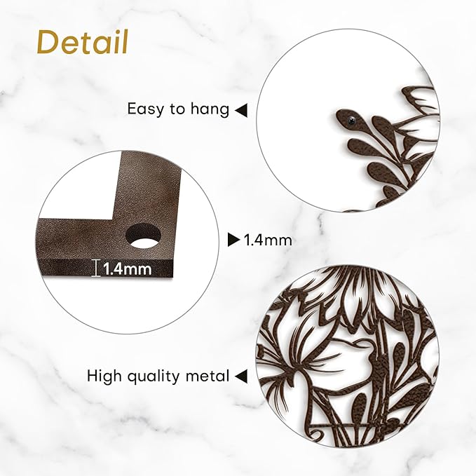 SIGNLEADER Metal Wall Art Decor Flowers in Bottle Minimalist Modern Abstract Wall Sculpture Hangings Home Decoration for Living Room, Bedroom, Bathroom, Kitchen, Outdoor - 18" Bronze