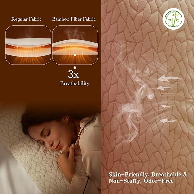 Luneast Memory Foam Pillows for Sleeping Adjustable Breathable Bed Pillow for Side, Back, and Stomach Sleepers Washable Pillow Cover Dream Cloud King Size 18X34 in