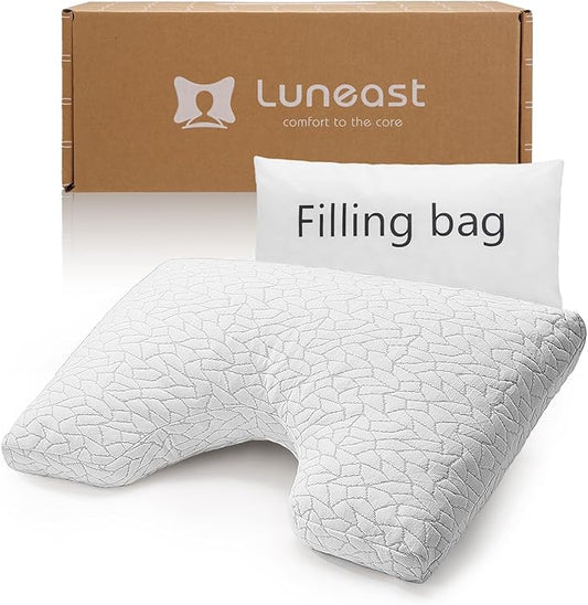Luneast Memory Foam Pillows for Sleeping Adjustable Breathable Bed Pillow for Side, Back, and Stomach Sleepers Washable Pillow Cover Cloud Nest Queen Size 18X28IN