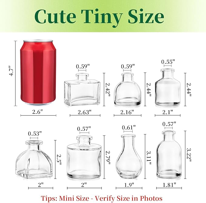 Hewory Mini Bud Vases for Centerpieces: 42pcs Small Glass Vase Bulk - Clear Tiny Vases for Wedding Baby Shower Birthday Party Events Table Decor