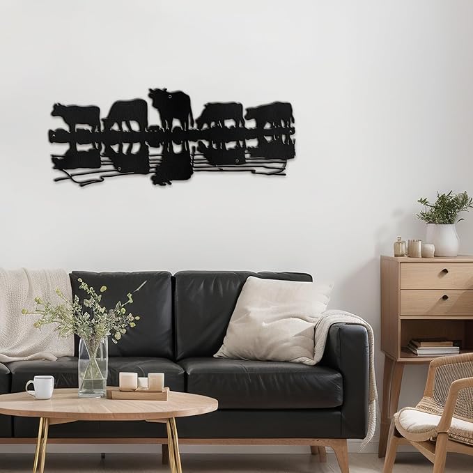 SIGNLEADER Metal Wall Art Decor Herd Minimalist Modern Abstract Wall Sculpture Hangings Home Decoration for Living Room, Bedroom, Bathroom, Kitchen, Outdoor - 18" Black