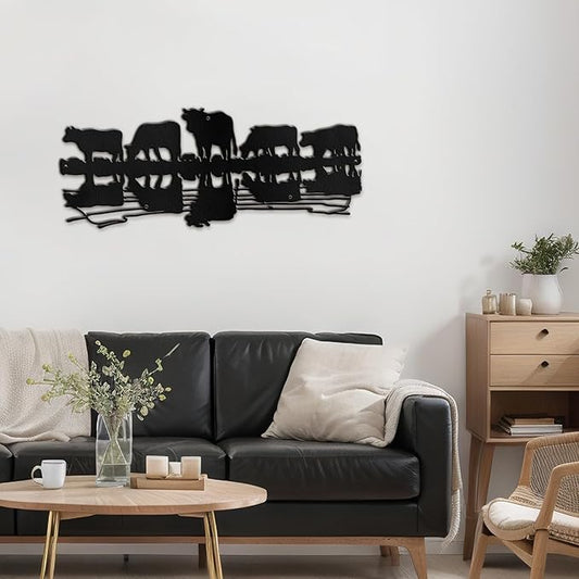 SIGNLEADER Metal Wall Art Decor Herd Minimalist Modern Abstract Wall Sculpture Hangings Home Decoration for Living Room, Bedroom, Bathroom, Kitchen, Outdoor - 18" Black