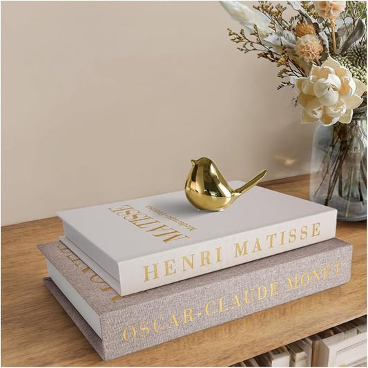 Decorative Books,Coffee Table Decor with Linen Coffee Table White Books Stack Bookshelf Home Decor, Fake Book Double as Libros Decorativos and Photo Storage