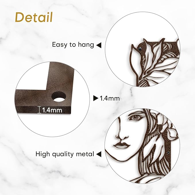 SIGNLEADER Metal Wall Art Decor Women and Flower Modern Abstract Wall Sculpture Hangings Home Decoration for Living Room, Bedroom, Bathroom, Kitchen, Outdoor - 18" Bronze