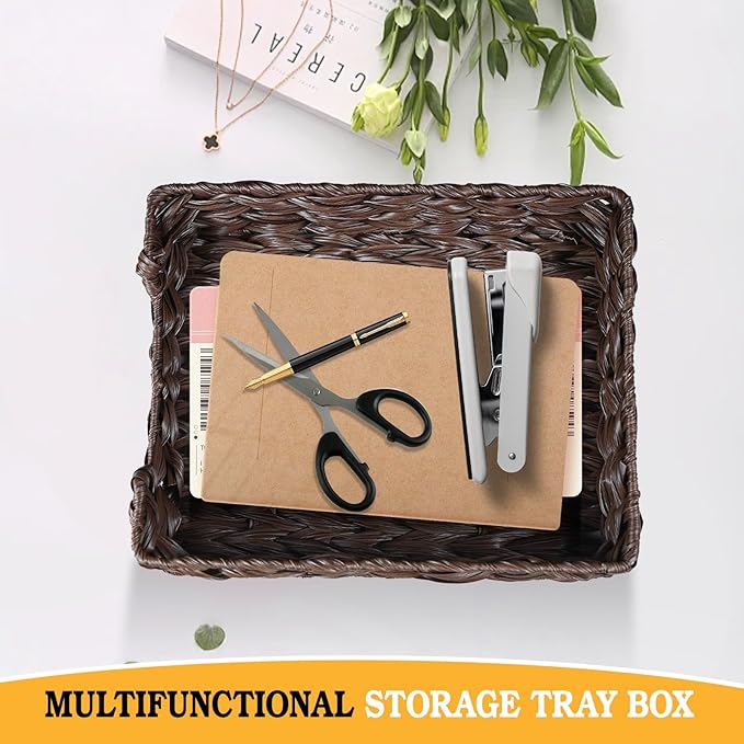 2 Pcs A4 File Tray Letter Desk Basket Paper Tray File Basket for Desk Organizer Letter Size Documents Trays for Office Toilet Tank Organizer-Brown