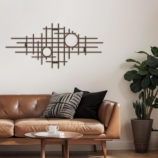 SIGNLEADER Metal Wall Decor Round Circle Abstract Minimalist Modern Luxury Wall Sculpture Hangings 3D Statue Home Decoration for Living Room, Bedroom, Bathroom, Kitchen, Fireplace, Office - 18" Bronze