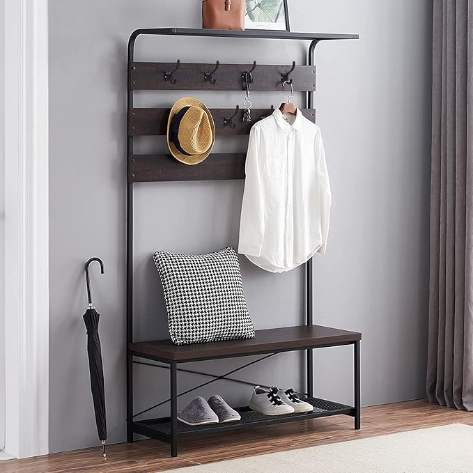 Ambipolar 5-Pack Antique Black Wall Hooks, Vintage Modern Farmhouse Style, Decorative Cast Iron Wall-Mounted Hooks, Heavy Duty Hooks for Mudroom, Bedroom, Hallway