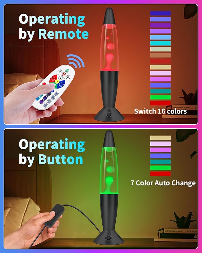 Black Liquid Motion Lamps 17 Colors Changing with Remote, 13.5 Inch LED Night Light for Kids Adults, Mood Lighting Small Table Lamp for Bedroom Nightstand Office Decor, Cool Birthday Christmas Gifts