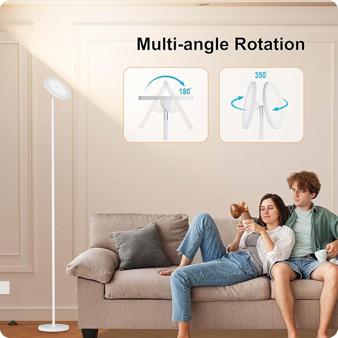 Dimmable Floor Lamp with Remote，Floor Lamps for Living Room Bedroom Office，Adjustable Brightness (10%-100%)and Color Temperature (3000k- 6000k )，Standing Lamp Tall Lamp with Foot Switch (white)
