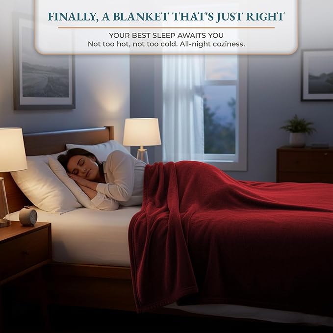 Casa Platino Fleece Blanket Twin Size – 300 GSM Dark Red Fleece Throw for Bed or Couch – Soft Cozy Warm Winter Blanket for Bed, Fuzzy Plush Elegant for Kids, Men & Women - 68x90 Inch