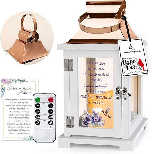Memorial Lantern with Remote, Hummingbird Bereavement Sympathy Gifts for Loss of Loved One Memorial Gifts for Loss of Mother Loss of Father Remembrance Gifts Thoughtful Funeral Gifts