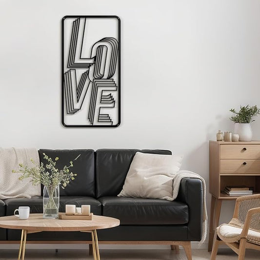 SIGNLEADER Metal Wall Art Decor The Love Modern Abstract Wall Sculpture Hangings Home Decoration for Living Room, Bedroom, Bathroom, Kitchen, Outdoor - 18" Black