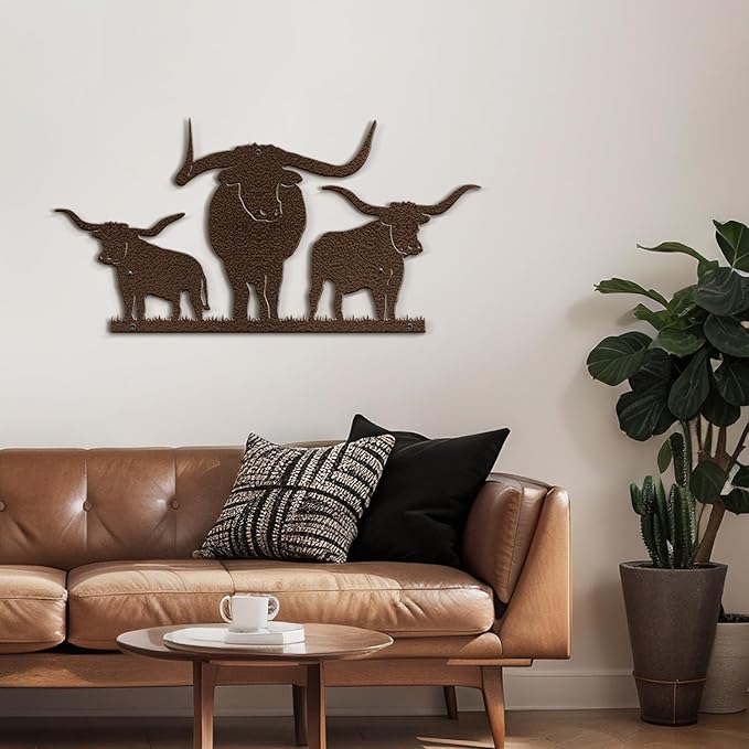 SIGNLEADER Metal Wall Art Decor Three Cows Minimalist Modern Abstract Wall Sculpture Hangings Home Decoration for Living Room, Bedroom, Bathroom, Kitchen, Outdoor - 18" Bronze