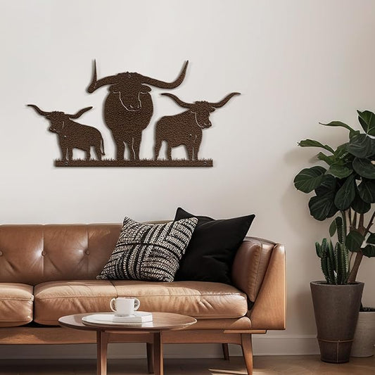 SIGNLEADER Metal Wall Art Decor Three Cows Minimalist Modern Abstract Wall Sculpture Hangings Home Decoration for Living Room, Bedroom, Bathroom, Kitchen, Outdoor - 18" Bronze