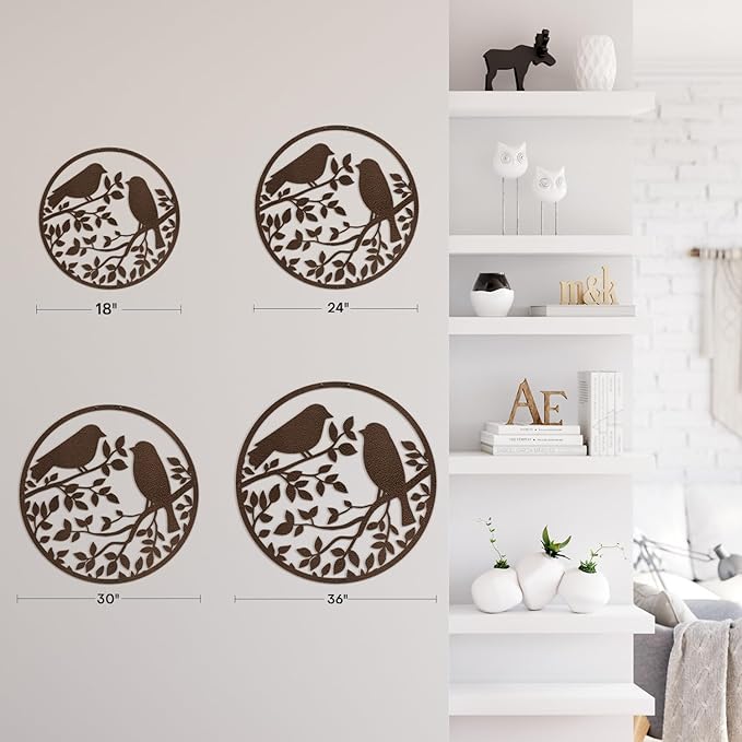 SIGNLEADER Metal Wall Art Decor Two Birds in Branches Minimalist Modern Abstract Wall Sculpture Hangings Home Decoration for Living Room, Bedroom, Bathroom, Kitchen, Outdoor - 18" Bronze