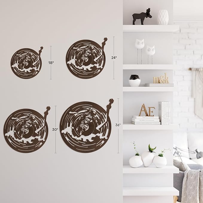 SIGNLEADER Metal Wall Art Decor Astronaut Modern Abstract Wall Sculpture Hangings Home Decoration for Living Room, Bedroom, Bathroom, Kitchen, Outdoor - 18" Bronze