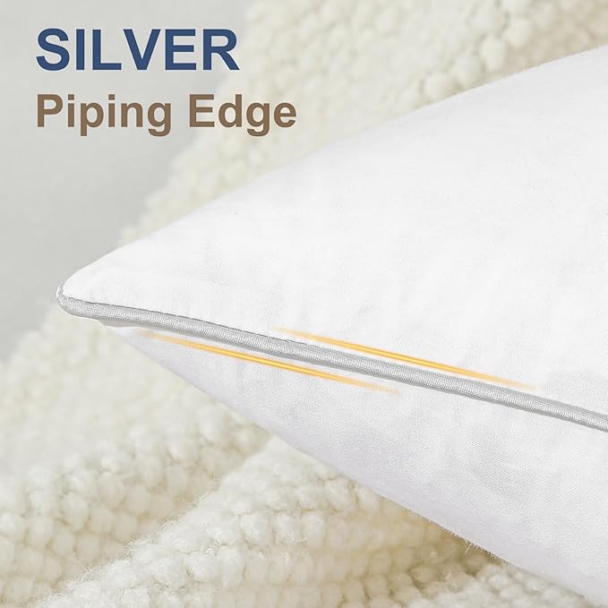 Lewondr 26x26 inch Pillow Insert Set of 2, Down and Feather Throw Pillow Inserts Premium Soft Fluffy with Piping Edge, 100% Down-Proof Square Pillow Insert for Living Room Sofa Couch Bed, White