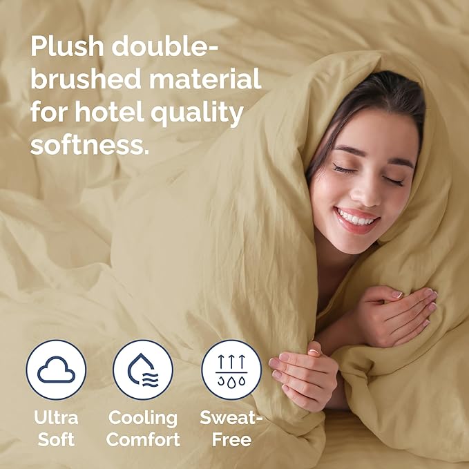 CGK Unlimited Duvet Cover Cal King Size Set - Extra Soft Cal King Size Duvet Cover 104 x 98 with 2 Pillow Shams - Hotel Quality w/Zipper Closures & Ties - Bedding and Bed Linens Set (Beige)