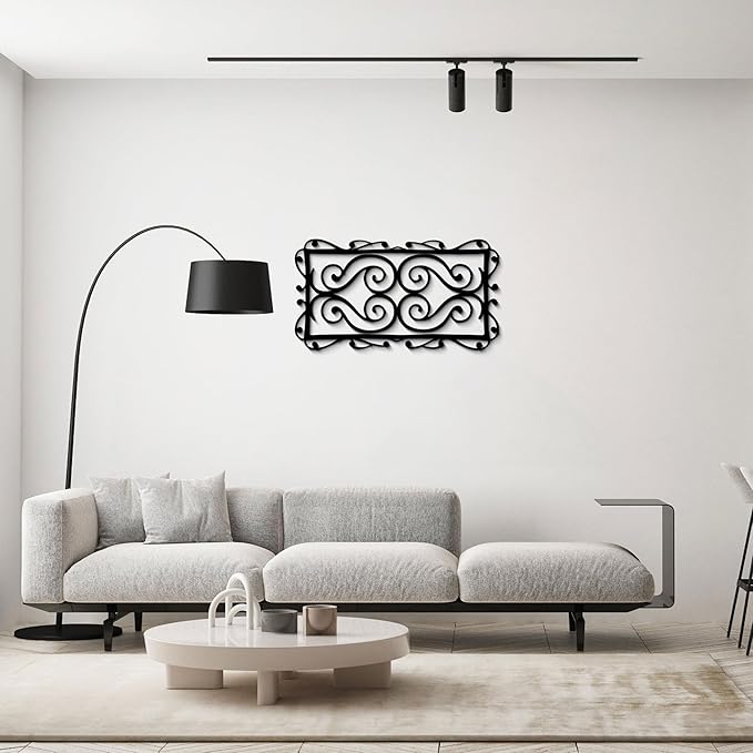 GlintHome Black Metal Wall Art for Living Room - Abstract Modern Wall Sculpture Textured Artwork Minimalist Geometric wall Decor for Bedroom Bathroom Living Room Home