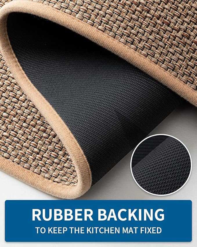MontVoo Kitchen Rugs and Mats, Washable Non-Skid Kitchen Mats for Floor, Large Runner Rugs for Kitchen Floor, Front of Sink, Hallway, Laundry Room (Beige, 20"x70")