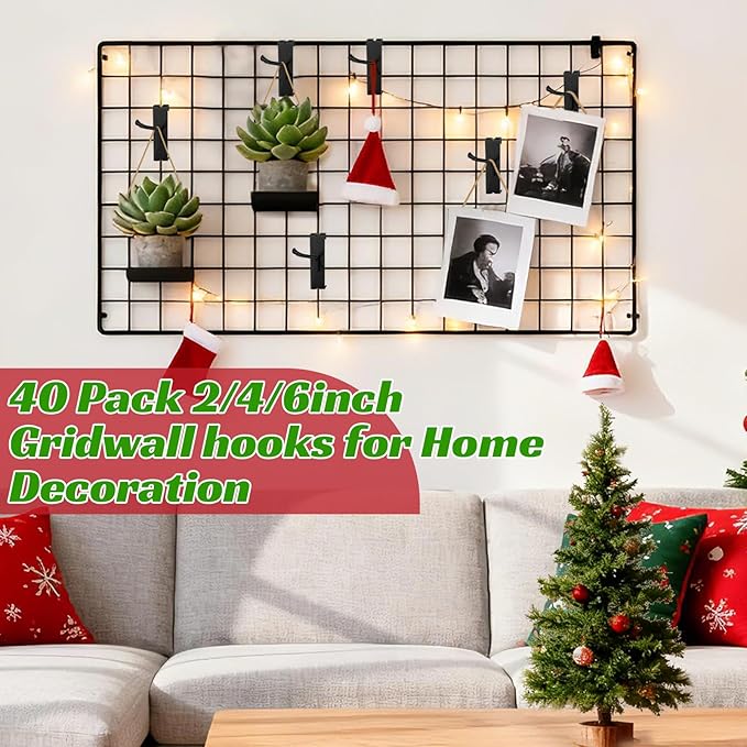 Gridwall Hooks 4 inch,40pcs Display Hooks for Grid Wall Panel,Metal Grid Wall Accessory for Retail Store, Home Storage, Garage,Trade Show