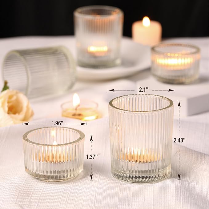10pcs Assorted Clear Votive Candle Holders for Wedding Centerpiece, Clear Tea Light Candle Holders, Glass Candle Holder for Table Centerpiece, Wedding, Home and Party Decorations
