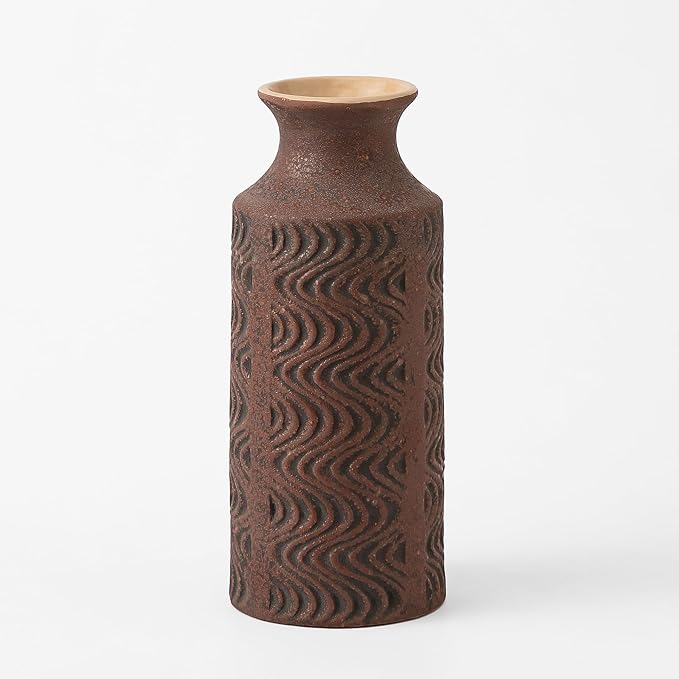 Rustic Vase - Ceramic Decorative Vases - 11 in Tall Vintage Bud vase - Flower Vases for Home Decor - Chirstmas vases - Tabletop Red Vases for Centerpieces - Vintage Style Farmhouse Vase by Lyeec