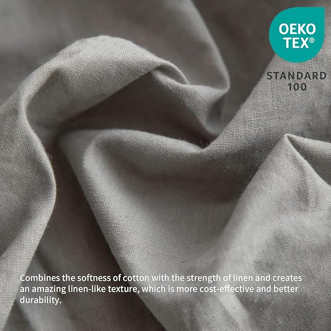 BISELINA French Linen Bed Skirt with Pleated Frills 22-Inch Tailored Drop Natural Flax Cotton Blend Dust Ruffle Soft Cozy Farmhouse Bedding (22" King, Grey)