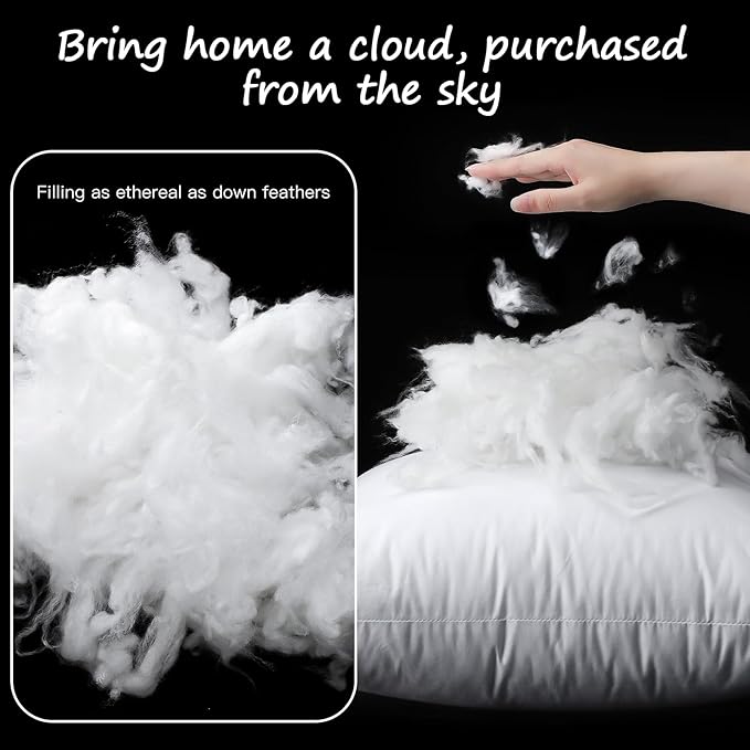 Artscope Synthetic Down Lumbar Pillow Insert, 14x22 Down Alternative Throw Pillow Insert. Ultra Soft Fluffy Sleeping Pillow with 100% Cotton Cover, Decorative Pillows Set of 2-White