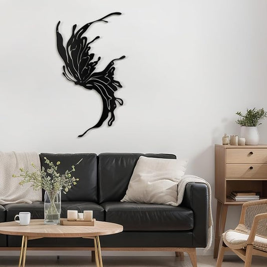 SIGNLEADER Metal Wall Art Decor All Black Flying Bird Minimalist Modern Abstract Wall Sculpture Hangings Home Decoration for Living Room, Bedroom, Bathroom, Kitchen, Outdoor - 18" Black