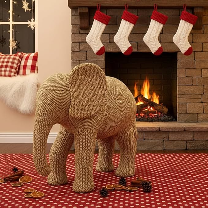 9-inch Beige Resin Elephant Statue - Small Home Decor Sculpture for Shelf, Dresser & Table Centerpiece, Classic Elephant Figurine for Living Room & Bedroom