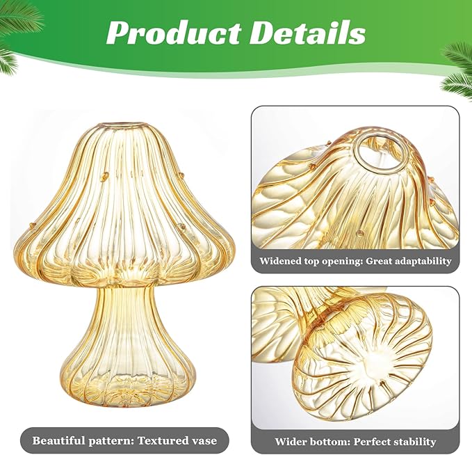 Mushroom Glass Vases for Indoor Plants, Set of 10 Colored Plant Propagation Stations, Cute Mini Terrarium, Unique Small Hydroponic Pots for Flowers, Decor Vase Gifts for Women