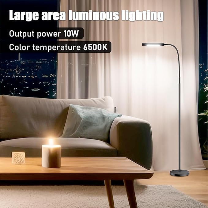 juuwer Floor Lamp for Living Room, bedrooms,Work,Study and Home Decor.with Remote Control.4 Color temperatures LED Bulb.Lighting Brightness Adjustable from 10%-100%.Modern Reading Standing lamp.