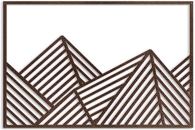 SIGNLEADER Metal Wall Decor Mountains Triangle Line Minimalist Modern Luxury Wall Sculpture Hangings 3D Statue Home Decoration for Living Room, Bedroom, Bathroom, Kitchen, Fireplace, Office - 18" Bronze